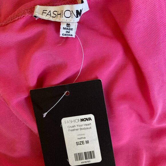 Fashion Nova Feather Bodysuit, NWT, Size M - Picture 4 of 12
